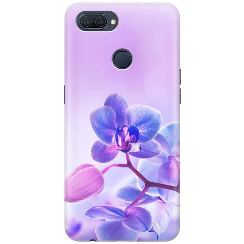 фото Ультратонкий силиконовый чехол-накладка для oppo a12 / a7 / a5s с принтом "лиловые орхидеи" gosso