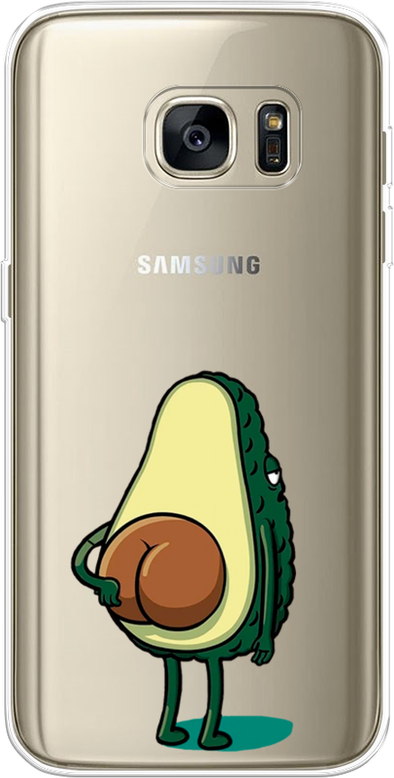 Силиконовый чехол на Samsung Galaxy S7 edge / Самсунг Галакси С 7 Эдж Попа авокадо, прозрачный