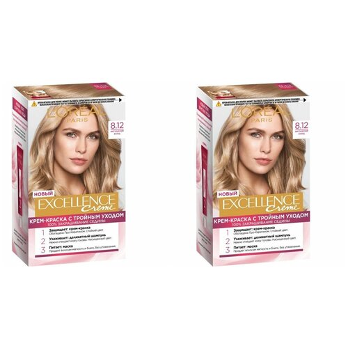 LOreal Paris Крем-краска для волос Excellence Creme 8.12 Мистический блонд, 2 штуки /