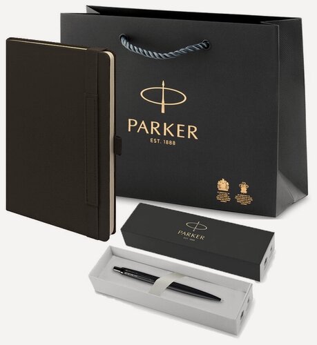 Изображение товара Ручка Parker Jotter Monochrome оригинал, ежедневник А5 и в подарок фирменный пакет Паркер