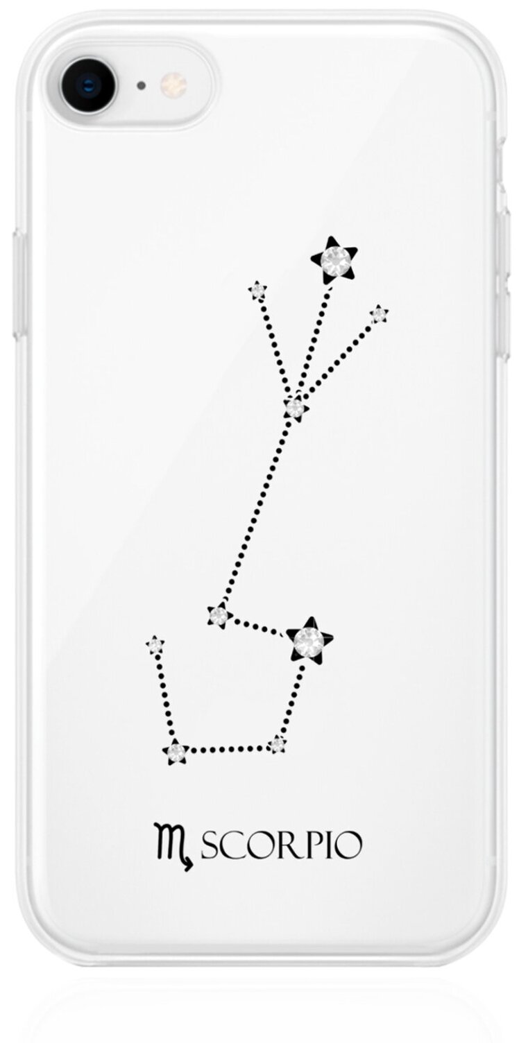 Прозрачный силиконовый чехол с кристаллами Lux для iPhone 7/8/SE2020 Знак зодиака Скорпион Scorpio для Айфон 7/8/СЕ2020