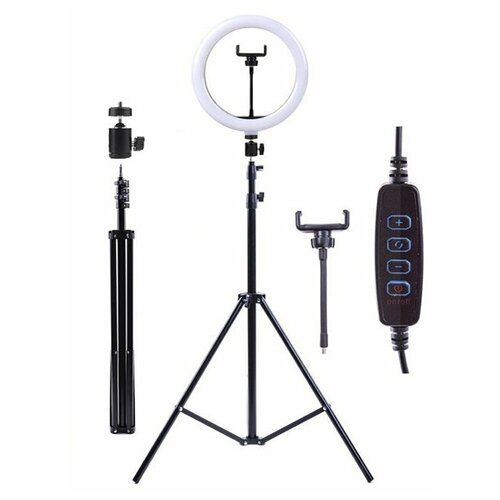 Кольцевая светодиодная лампа Ring Fill Light LED 26 см с регулируемым штативом 205см держателем телефона 89000₽