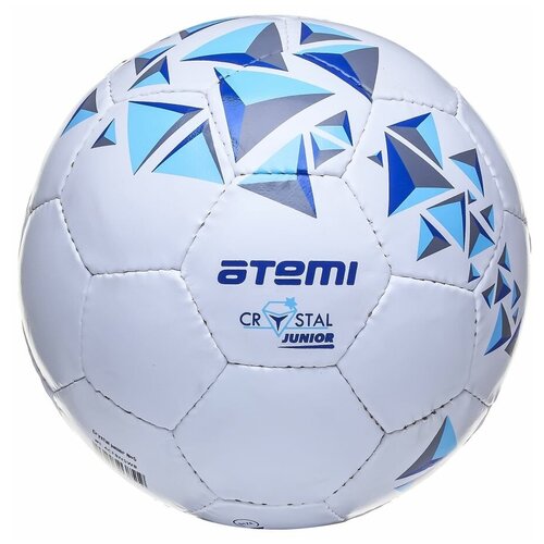 Мяч ATEMI футбольный CRYSTAL JUNIOR, PVC, бел/син/гол, р.5, 7-10лет, р/ш, окруж 68-70