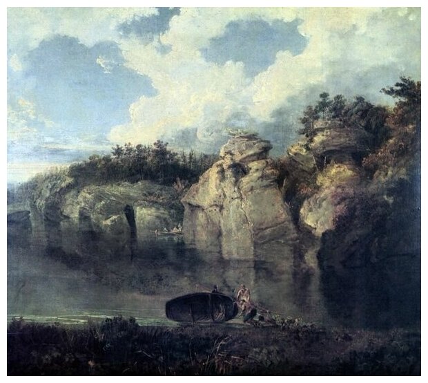 Репродукция на холсте Двое у скал (Two Views of Plompton Rocks) Тёрнер Уильям 67см. x 60см.