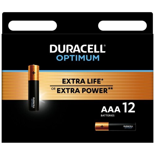 Батарейка Duracell Optimum LR03-12BL(5014074)ААА/алкалиновые/1,5v/12 шт./уп батарейка алкалиновая duracell optimum aaa lr03 4bl 1 5в блистер 4 шт