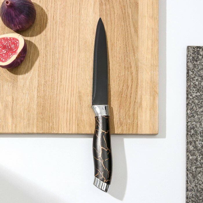 Нож кухонный Доляна "Энергия", универсальный, лезвие 12,5 см, черный