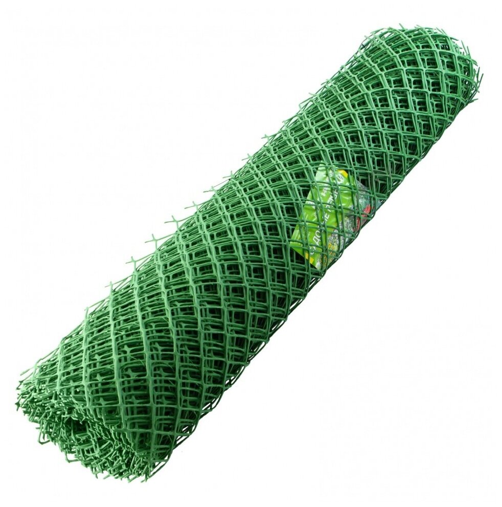 Решетка заборная в рулоне 1, 5х25 м, ячейка 75х75 мм, пластиковая, зеленая 64535