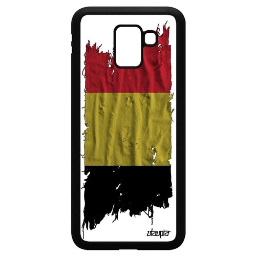 фото Противоударный чехол для смартфона // galaxy j6 2018 // "флаг бельгии на ткани" страна стиль, utaupia, белый