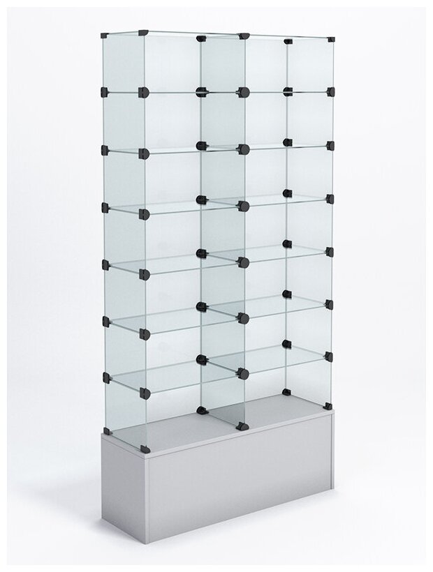 Витрина стеклянная "КУБ" №135 (без дверок, передняя стенка - стекло), Серый 90 x 30 x 180 см