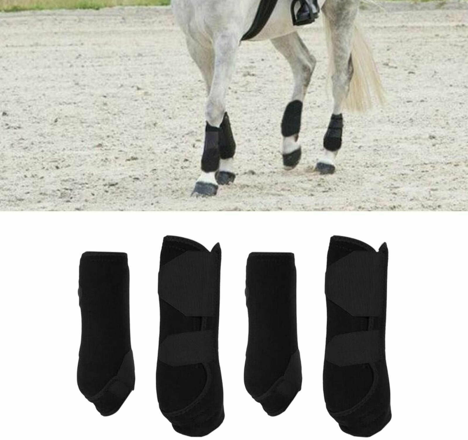 Ногавки для лошади, универсальные. Задние и передние (комплект). Защита лошадей от травм. Цвет черный. Размер M - фотография № 10