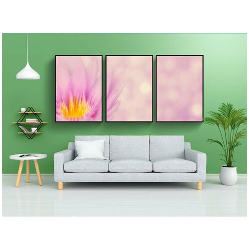 фото Набор модулных постеров для интерьера "лотос, цветок, боке" 60x90 см. в тубусе, без рамки lotsprints