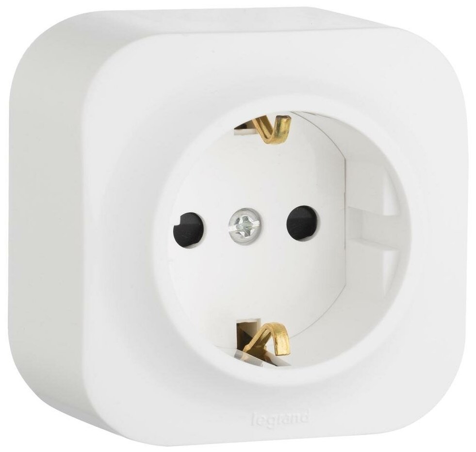 фото Quteo Розетка с заземлением без шторок наружная белая