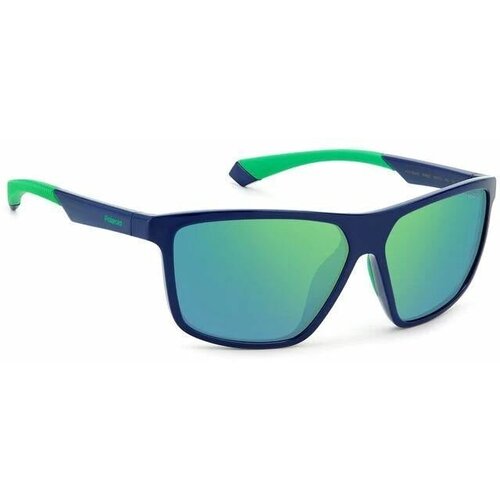 фото Солнцезащитные очки polaroid, прямоугольные, поляризационные, с защитой от уф, зеркальные, для мужчин, синий