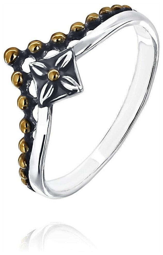 Кольцо RICH LINE, серебро, 925 проба, чернение, золочение, родирование