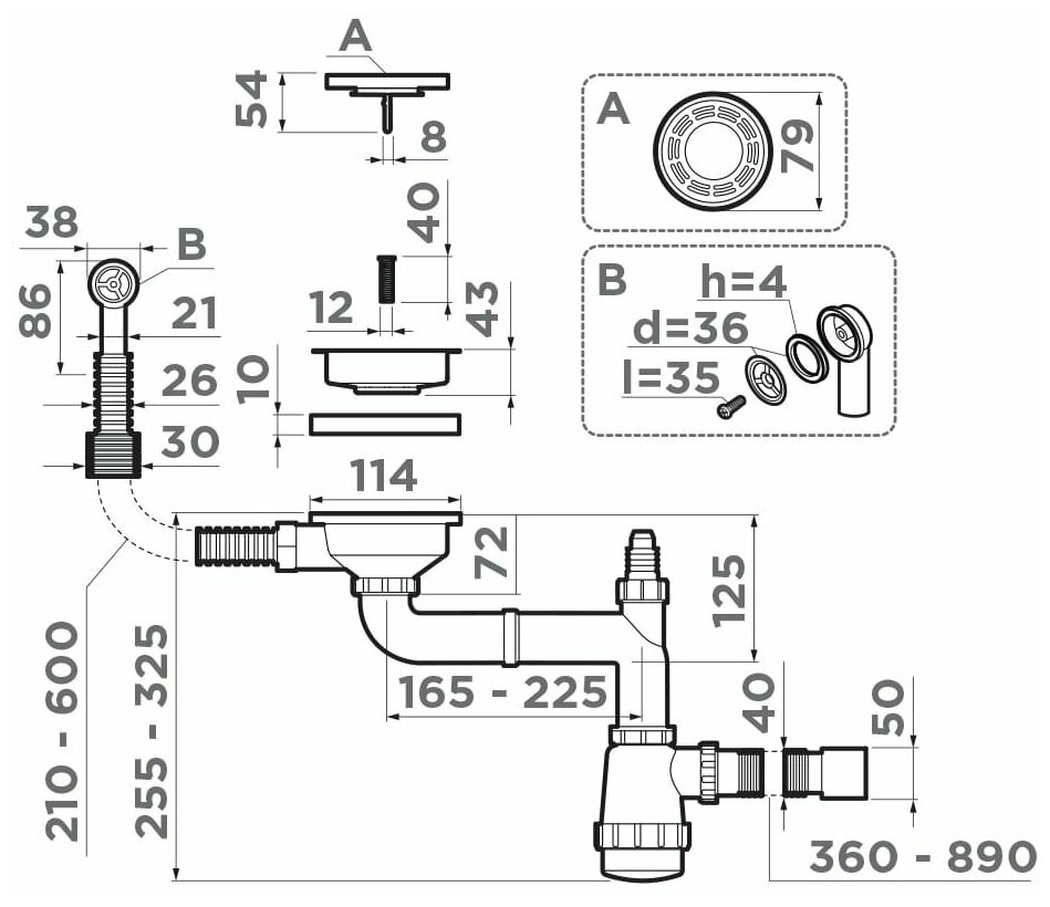 Сифон для мойки Omoikiri WK-1-R-AB античная латунь - фото №7