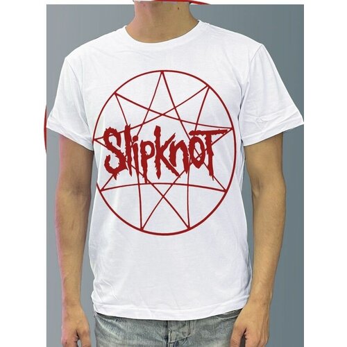 фото Футболка мужская белая из хлопка с dtf рисунком музыка slipknot - 1203 будь на стиле