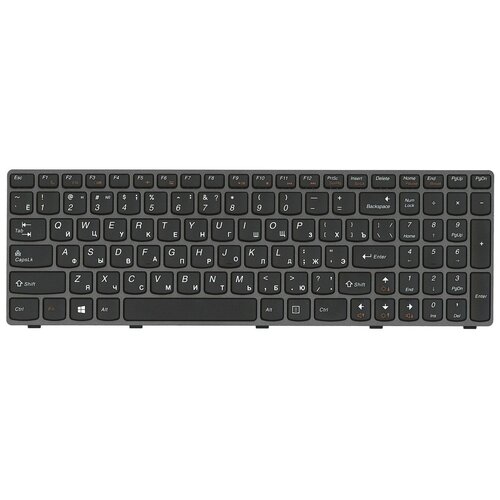 Клавиатура для ноутбука Lenovo Ideapad G580 G585 Z580 Z585 Z780 G780 черная с серой рамкой 1315₽
