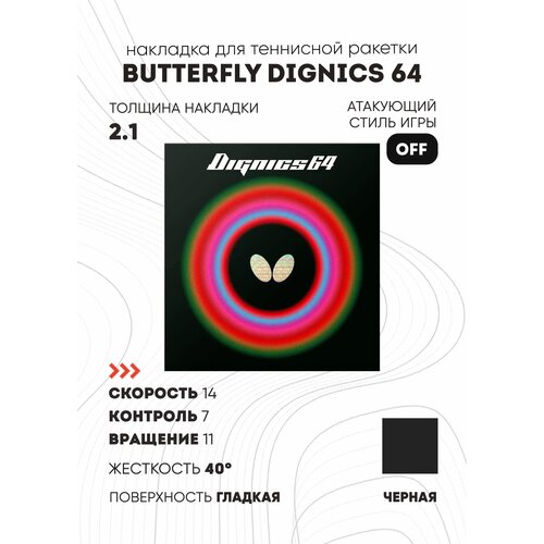 Накладка Butterfly Dignics 64 (цвет черный, толщина 2.1)