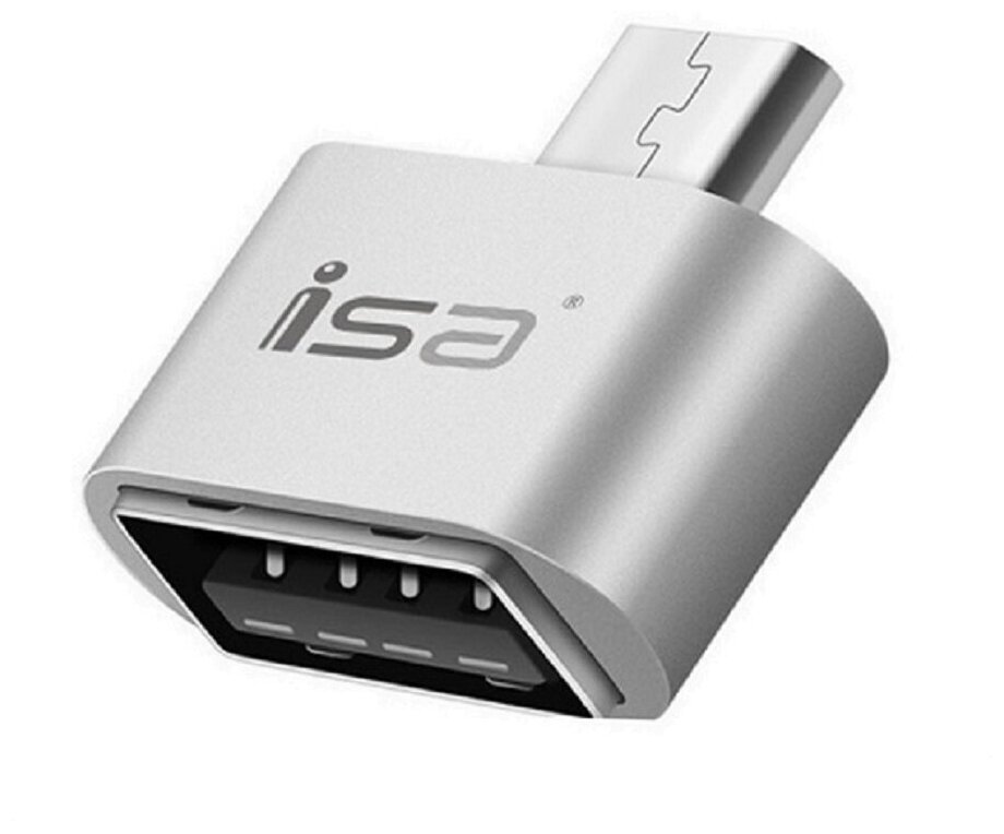 Переходник (адаптер) OTG USB 2.0 на Micro USB серебристый, ISA