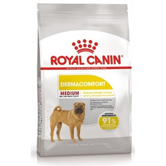 Корм для взрослых собак средних размеров при раздражениях и зуде кожи Royal Canin Medium Dermacomfort (Медиум Дермакомфорт) сухой, 10кг
