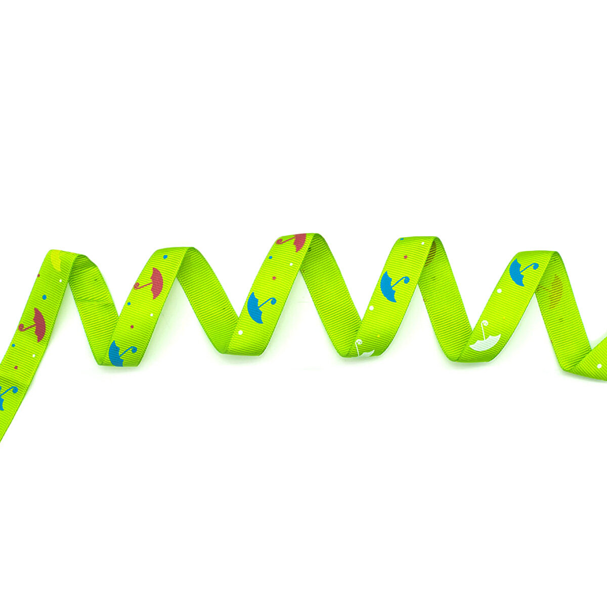 Лента репсовая 'Зонтики', 15мм*3м (зеленый)