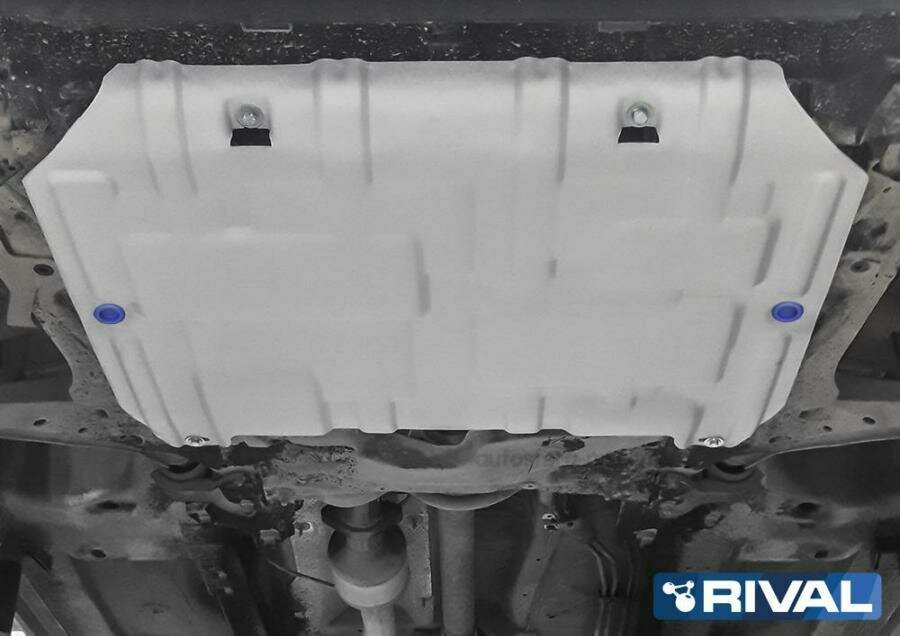 RIVAL 33394171 Защита картера двигателя и КПП Haval F7, F7xкрепеж в комплекте алюминий 3 мм серый RIVAL 333.9417.1