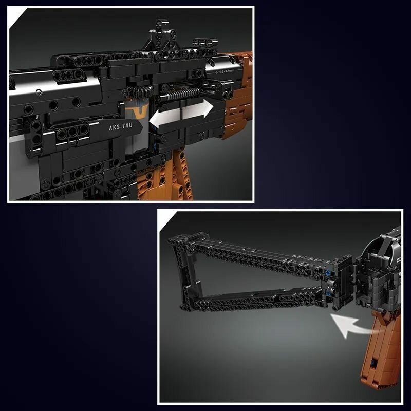 Конструктор Mould King 14020 Автомат АК-47 с пульками из 1418 деталей, серии Оружие, Автоматы и пистолеты, Игрушки для мальчиков