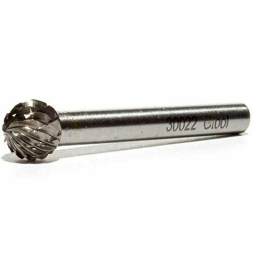 Борфреза твердосплавная GTOOL по сталям, чугуну и цветным металлам, форма D (сфера), 10х9х6х49 мм