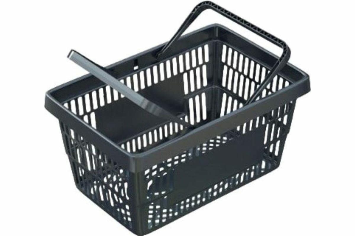 фото Покупательская корзина ООО Комус EVR_ROCK пластик усиленный, с 2 пластиковыми ручками, 20 л, черный 1715106