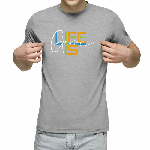 Футболка Us Basic, размер S, серый футболка мужская с надписью life is полной жизни 100% хлопок европейские размеры