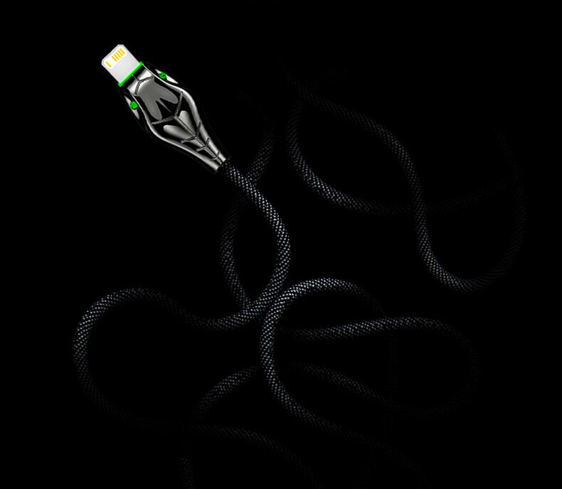 Кабель зарядный HEEMAX USB - Lightning, 3 A, 1 метр, индикатор, быстрая зарядка для Iphone 11, 12, 13, 14, 6, 6s, 7, 8, iPad, AirPods, (Черная Мамба) — фото 7