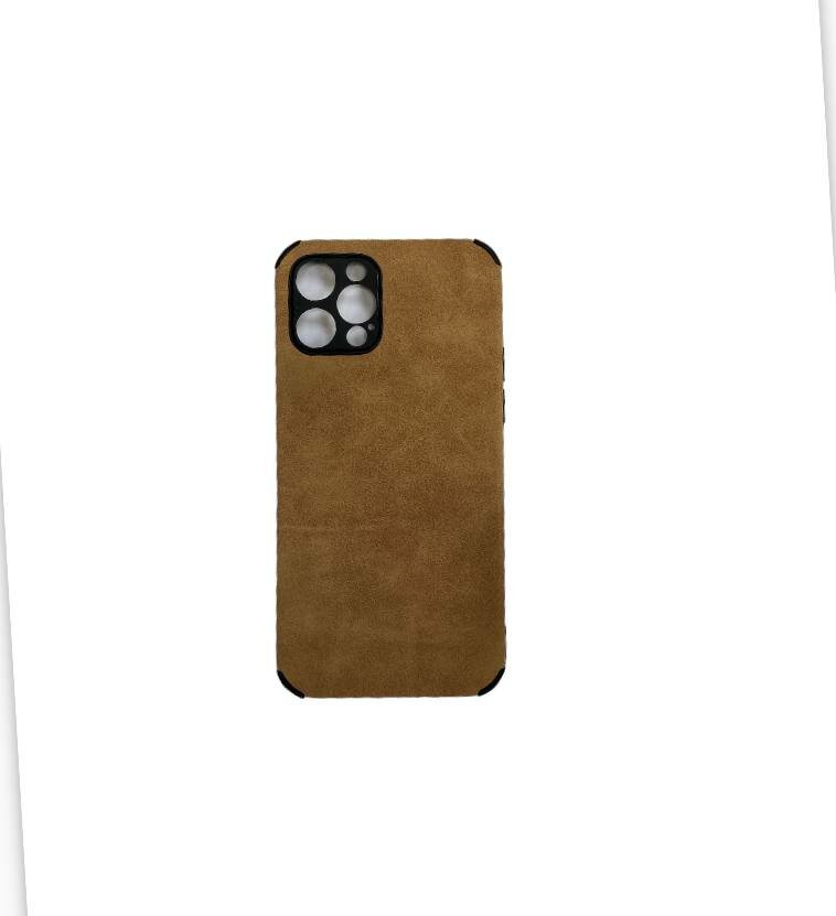 Чехол iPhone 12 pro замшевый текстильный защита камеры коричневый