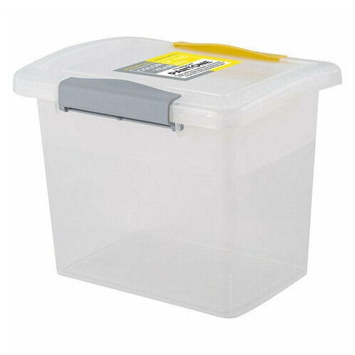 Ящик для хранения Laconic mini пластиковый прозрачн. с защелками 1,6 л желтый/серый