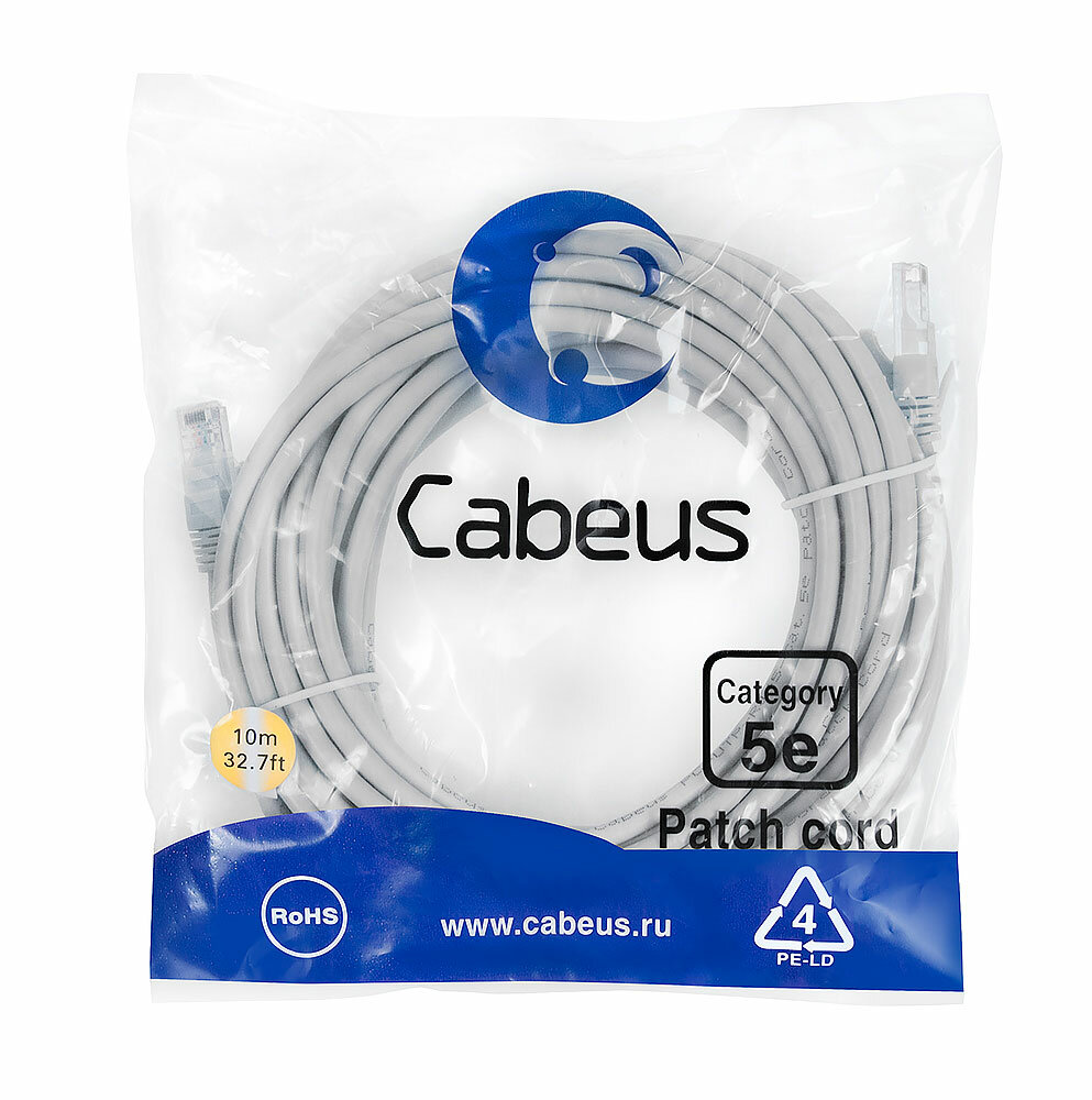 Патч-корд Cabeus PC-UTP-RJ45-Cat.5e-10m 10м (7699c)