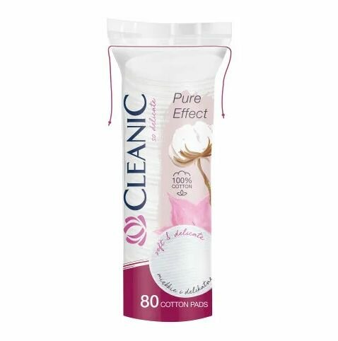 Cleanic Ватные диски Pure Effect, гигиенические, 80 шт