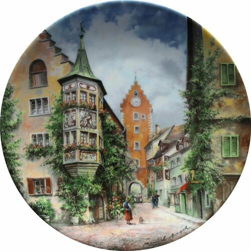 Башня верхних ворот города Мерсбург, винтажная тарелка, коллекция "Спрятанные уголки", художник Бернд Гагель