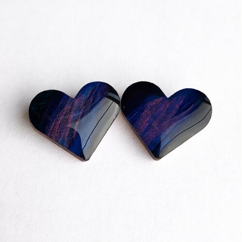 фото Брошь набор из двух брошей сердце, акрил, 2 шт., синий