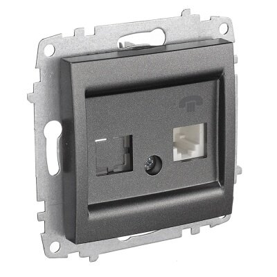 Механизм розетки ZENA TF телефонная, цвет дымчатый 609-011100-221