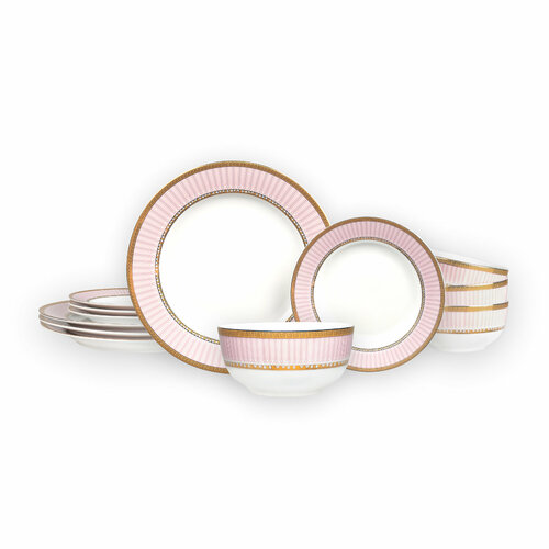 Набор столовой посуды из 12-ти предметов LAVISH PINK Gusto Buono