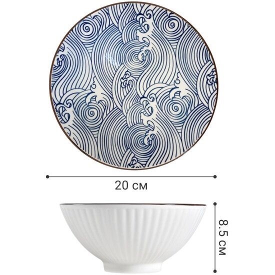 Тарелка Homium , Japanese Collection, Очарование, глубокая, цвет белый/синий, D20см (platejcnew14wblue)