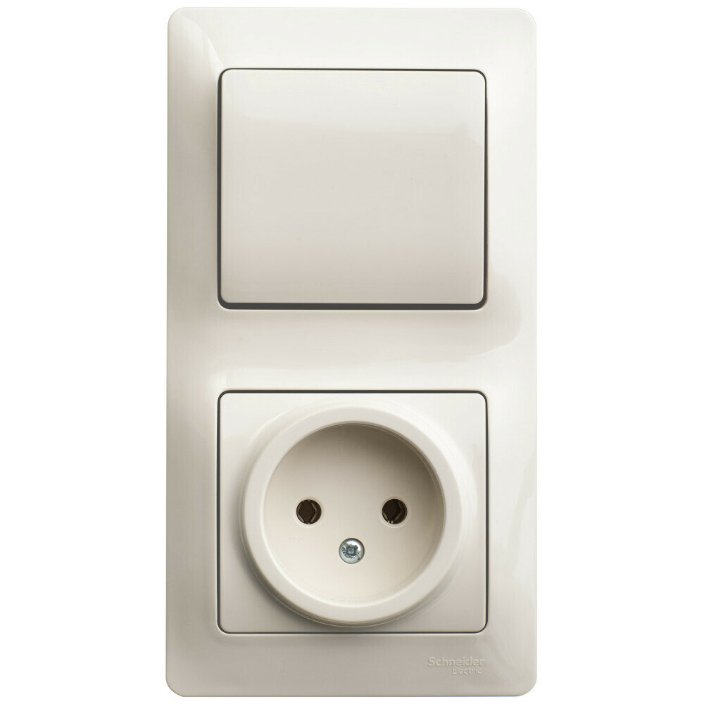 Systeme Electric Glossa Беж Блок: розетка и 1-кл. выключатель GSL000260