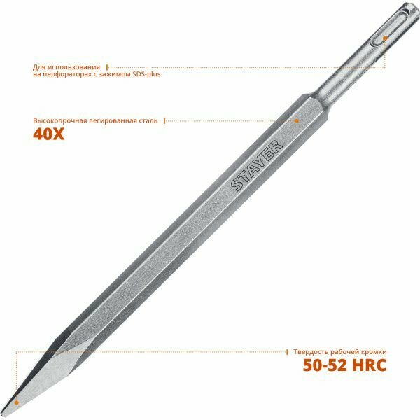 STAYER 250 мм SDS-Plus зубило пикообразное 29351-00-250
