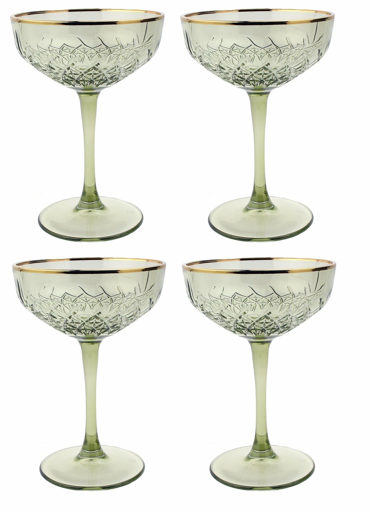 Набор 4 фужера 255сс (олива+золото)