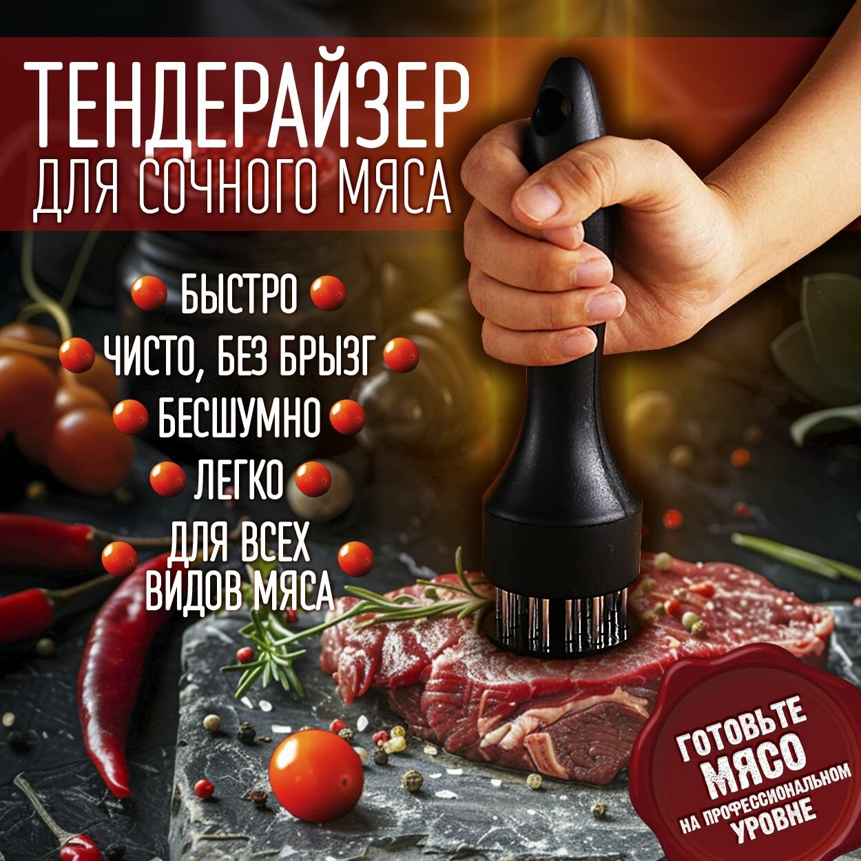 Тендерайзер для мяса / молоток для отбивания мяса