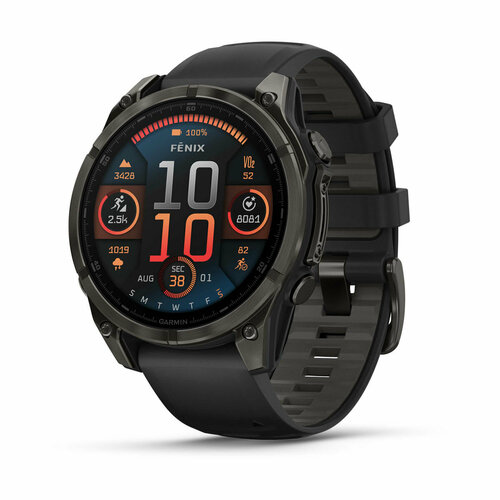 Умные часы для спорта Garmin Fenix 8 – 47 mm, AMOLED Sapphire carbon, 010-02904-21 черный, темный, серый