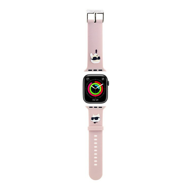 Karl Lagerfeld ремешок для Apple Watch 49/46/45/44 мм, 3D Rubber NFT Karl & Choupette heads розовый