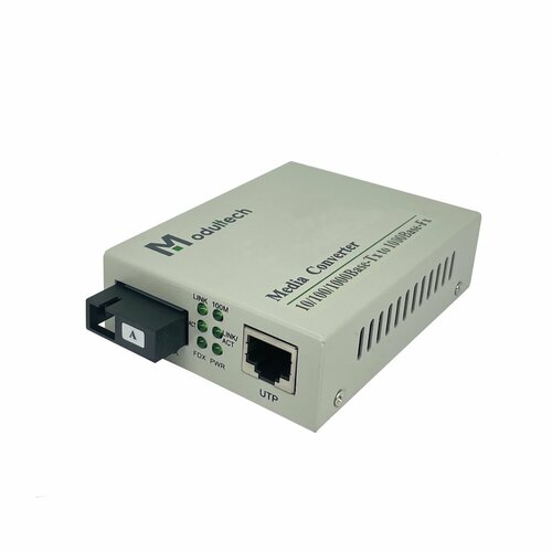 Медиаконвертер WDM, 20 км, 10/100/1000 Base-T – 1000 Base-FX, Tx:1310/Rx:1550, RJ-45, SC