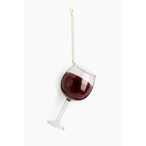 Ёлочная игрушка из стекла от H&M Home, бокал вина красный