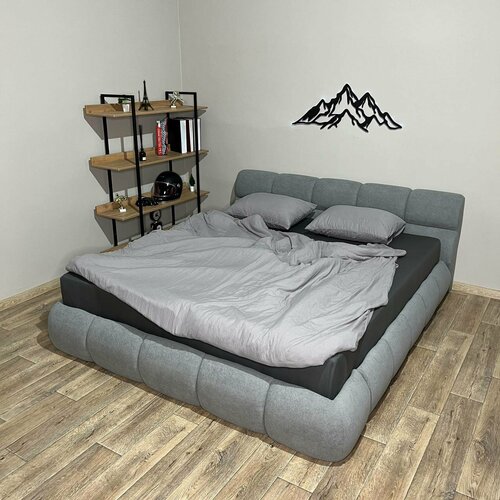 VIERO Кровать Букле мягкое изголовье с размером спального места 200х200 с ортопедическим основанием, без подъемного механизма