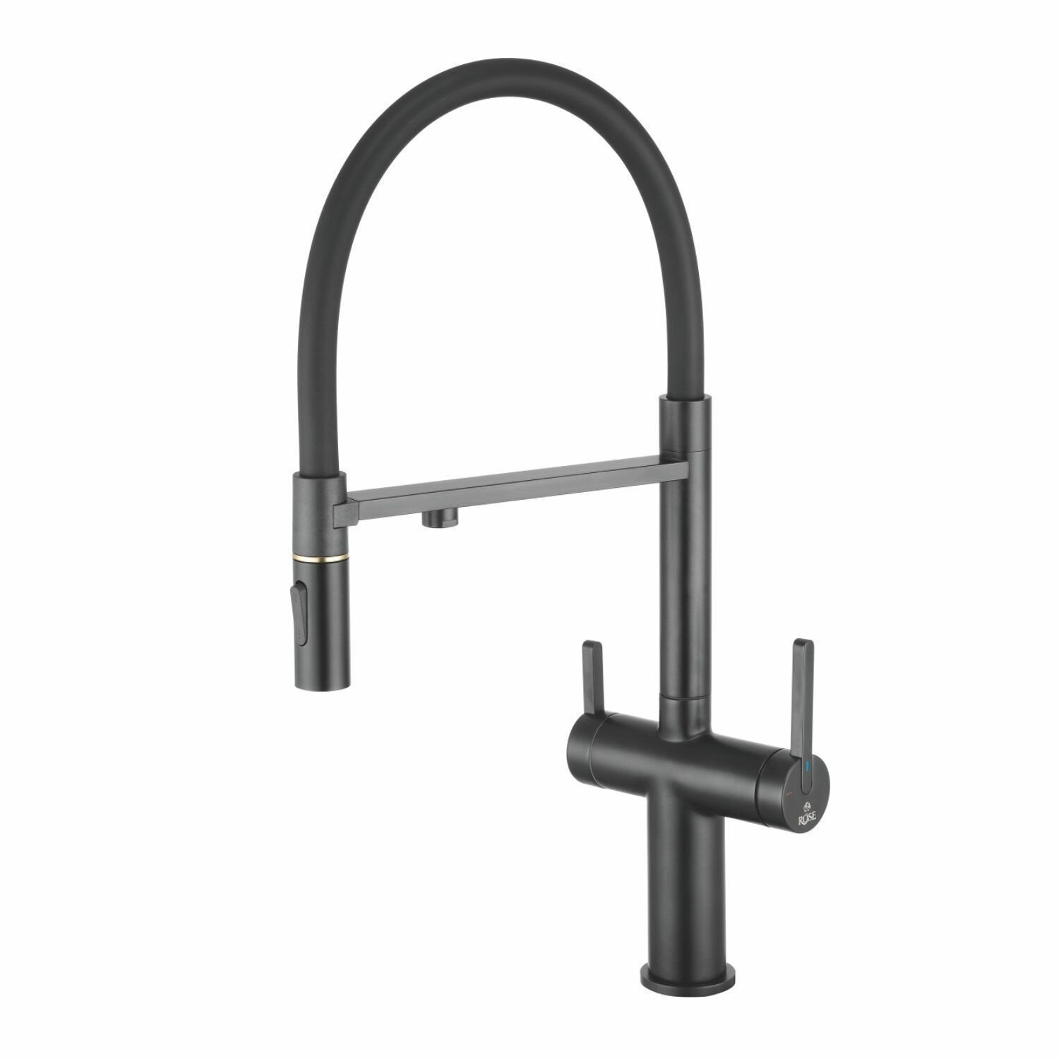 Смеситель для кухни с подключением фильтра воды Rose R4LF58WNH, черный